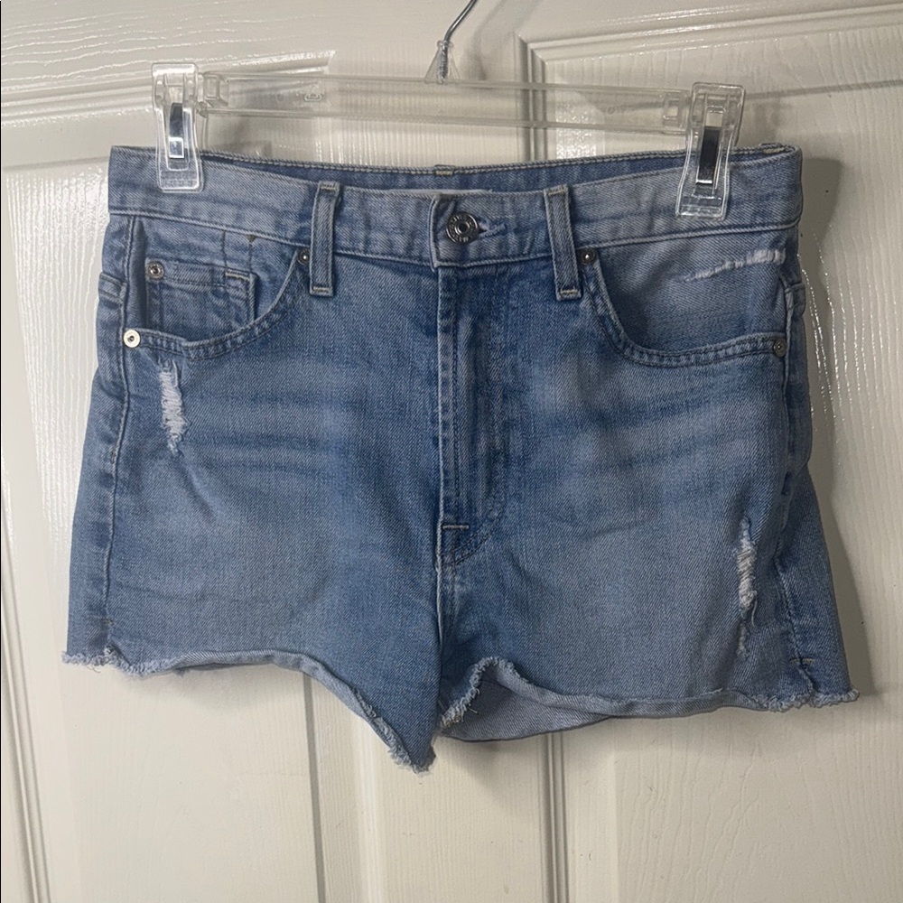 7 For All Mankind Distressed Blue Jean Shorts